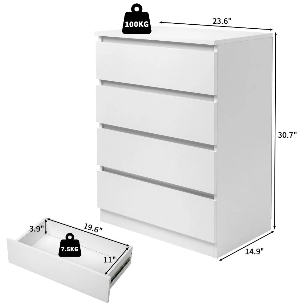Bedroom Cabinet 4-Drawers Dresser Chest of Drawers Bedside Storage Organizer